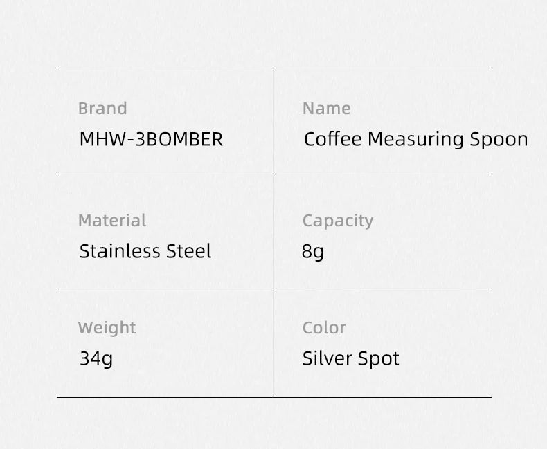ملعقة قياس طويلة من الفولاذ المقاوم للصدأ باللون الفضي MHW-3BOMBER