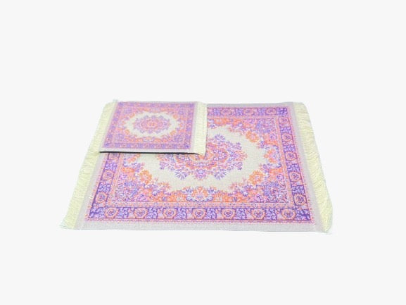 طقم أكواب ومفارش تقديم على شكل سجادة شرقية