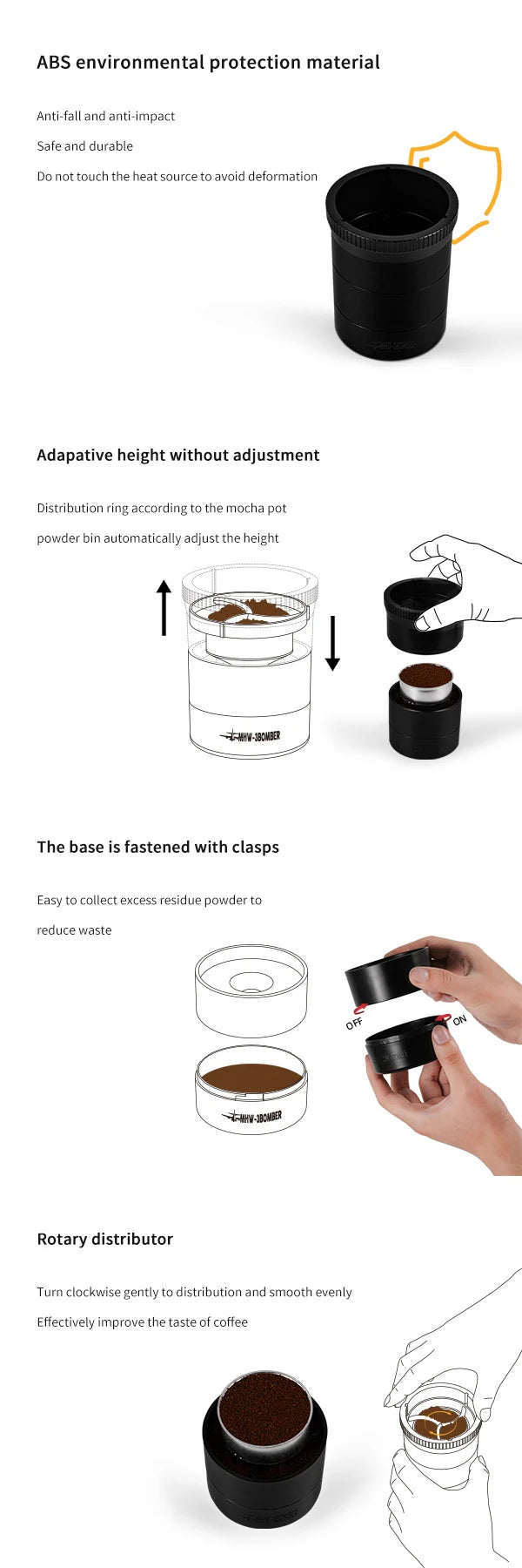 MHW-3BOMBER MOKA POT CYCLONE COFFEE DISTRIBUTOR