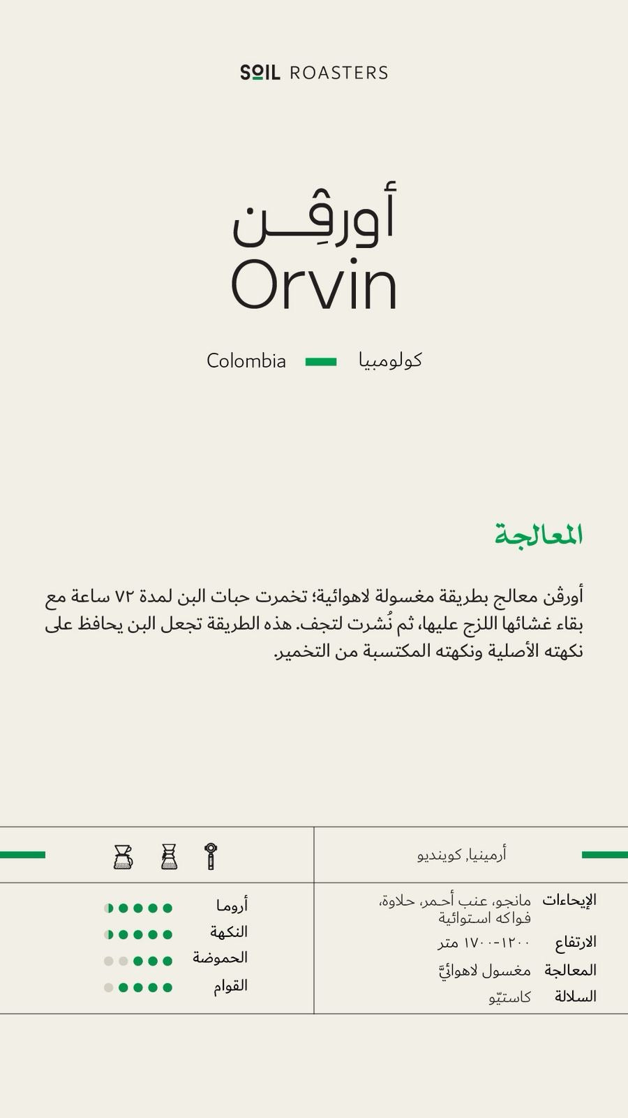 Orvin- Colombia | Soil Roastery