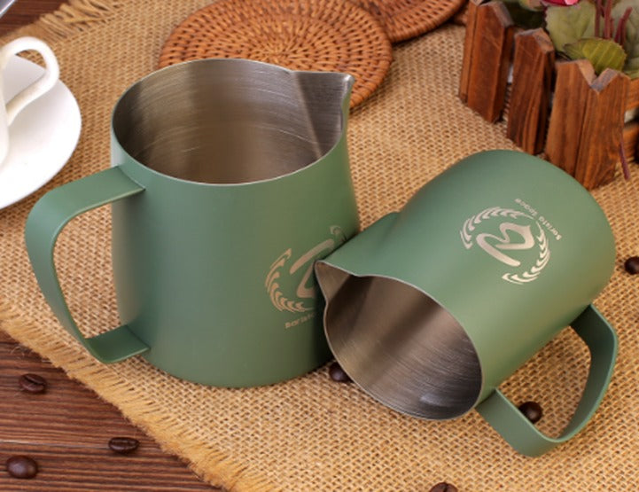 Barista space milk pitcher Teflon green