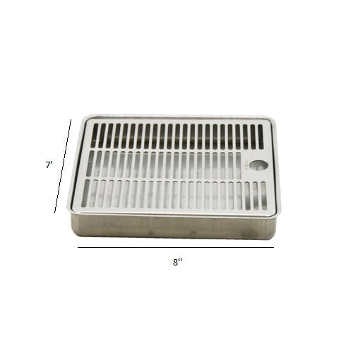 8″ x 7″ Recessed / Over Counter Drip Tray – Brushed Stainless – Without Drain