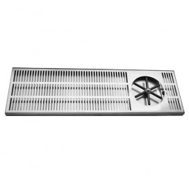 20″x 7″ Side Spray Glass Rinser Drip Tray – Brushed Stainless – With Drain