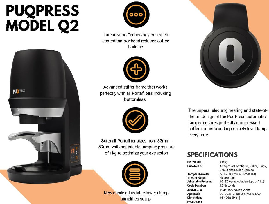Puqpress Q2 Gen 5 Precision Automatic Tamper Black