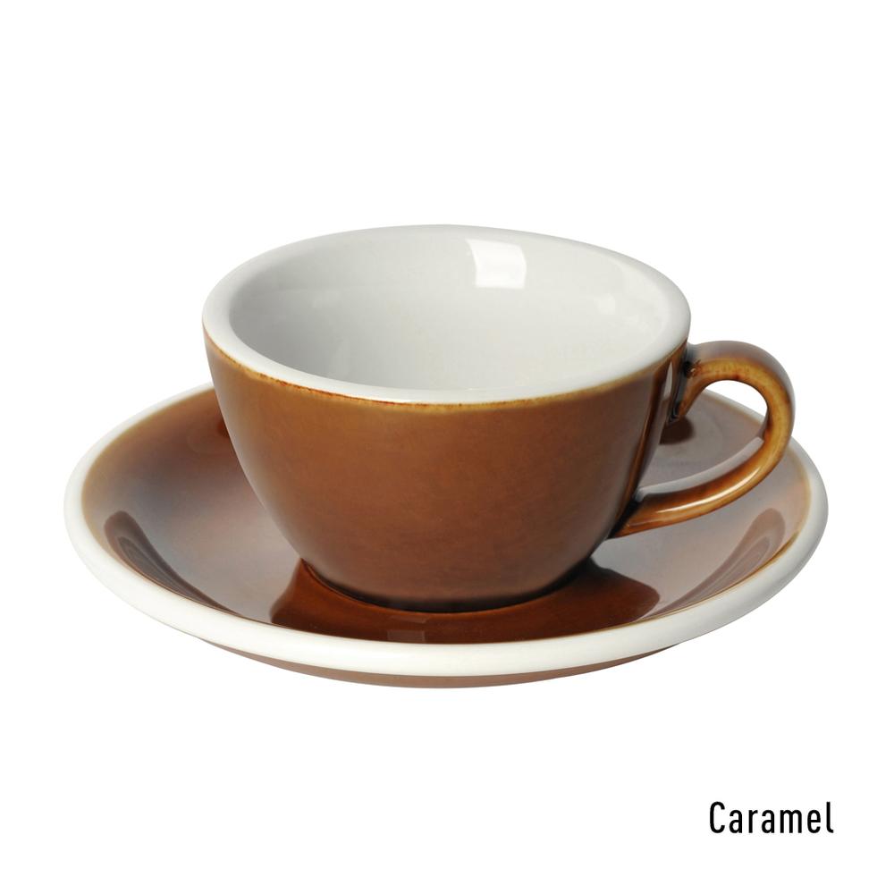 EGG SET OF  150ML FLAT WHITE CUP & SAUCER (POTTERS COLOURS)