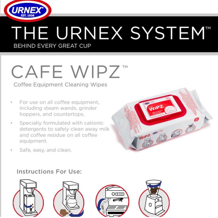 Urnex CAFE WIPZ COFFEE EQUIPMENT CLEANING WIPES
