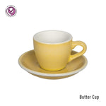 EGG SET OF  80ML ESPRESSO CUP & SAUCER (POTTERS COLOURS)
