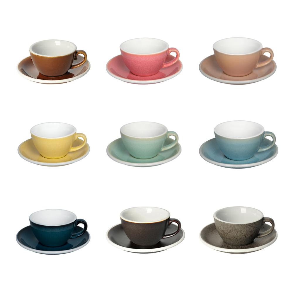 EGG SET OF  150ML FLAT WHITE CUP & SAUCER (POTTERS COLOURS)