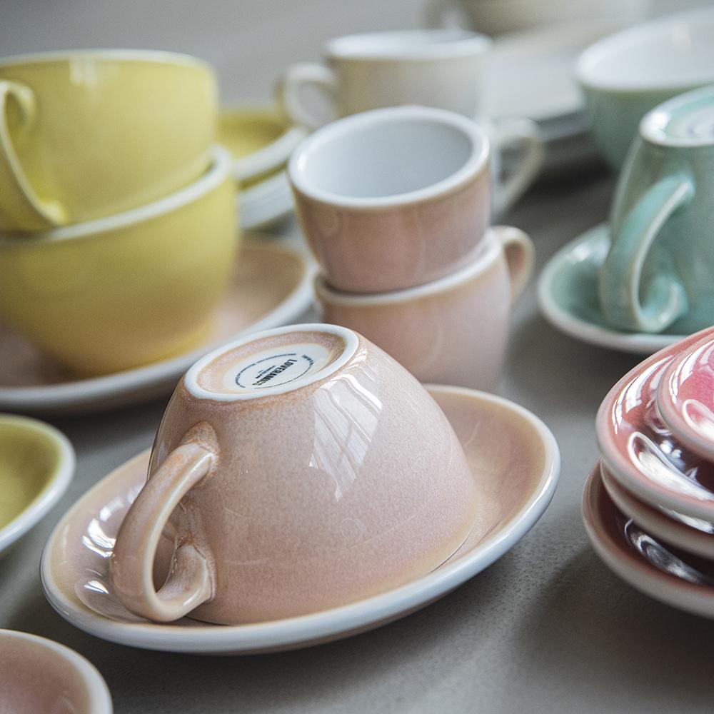 EGG SET OF  150ML FLAT WHITE CUP & SAUCER (POTTERS COLOURS)