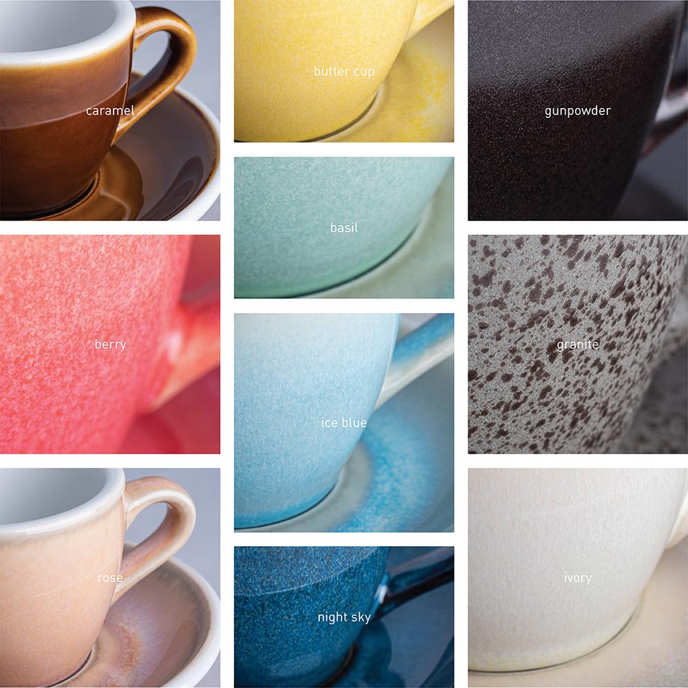 EGG SET OF  150ML FLAT WHITE CUP & SAUCER (POTTERS COLOURS)