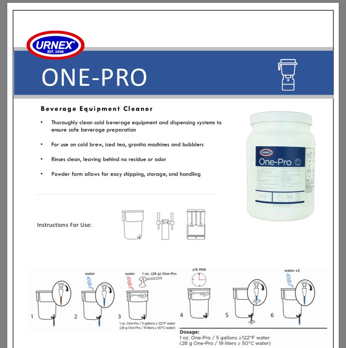 Urnex One-Pro منظف معدات المشروبات