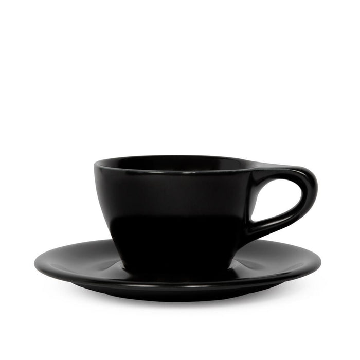 LINO 180 ml Cappuccino 6 oz cup and saucer Black